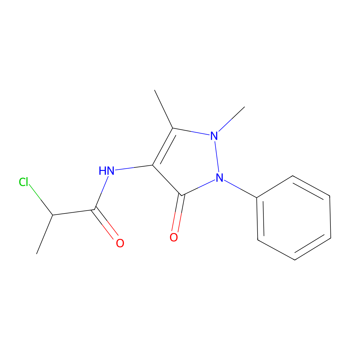 2-Chloro-N-(1,5-dimethyl-3-oxo-2-phenyl-2,3-dihydro-1H-pyrazol-4-yl)propanamide molecular structure, CAS 101937-73-9