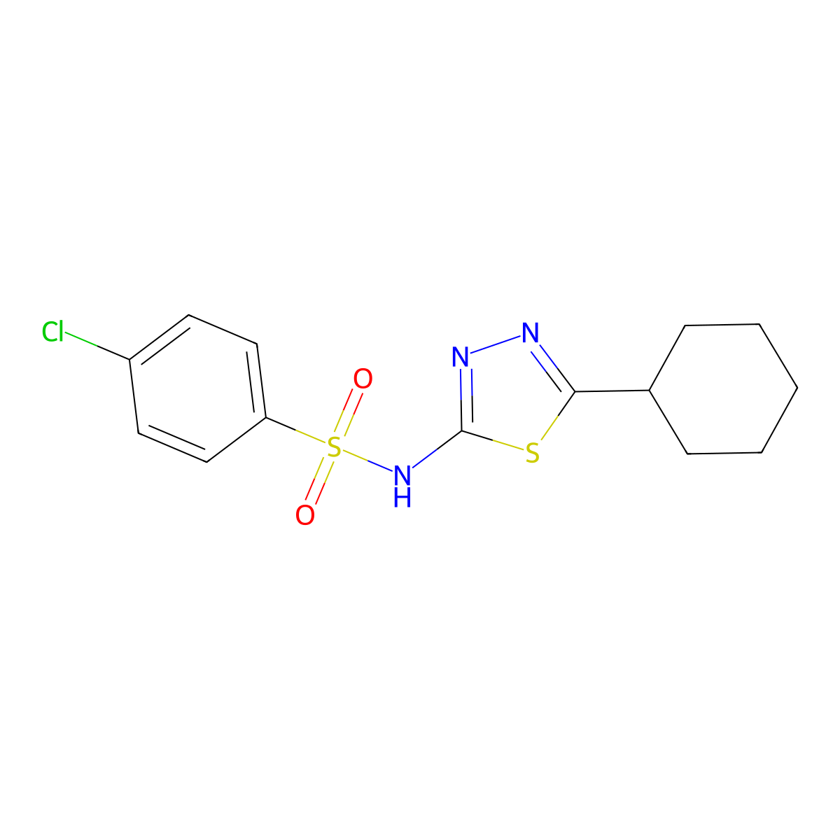 4-chloro-N-(5-cyclohexyl-1,3,4-thiadiazol-2-yl)benzenesulfonamide molecular structure, CAS 101937-74-0