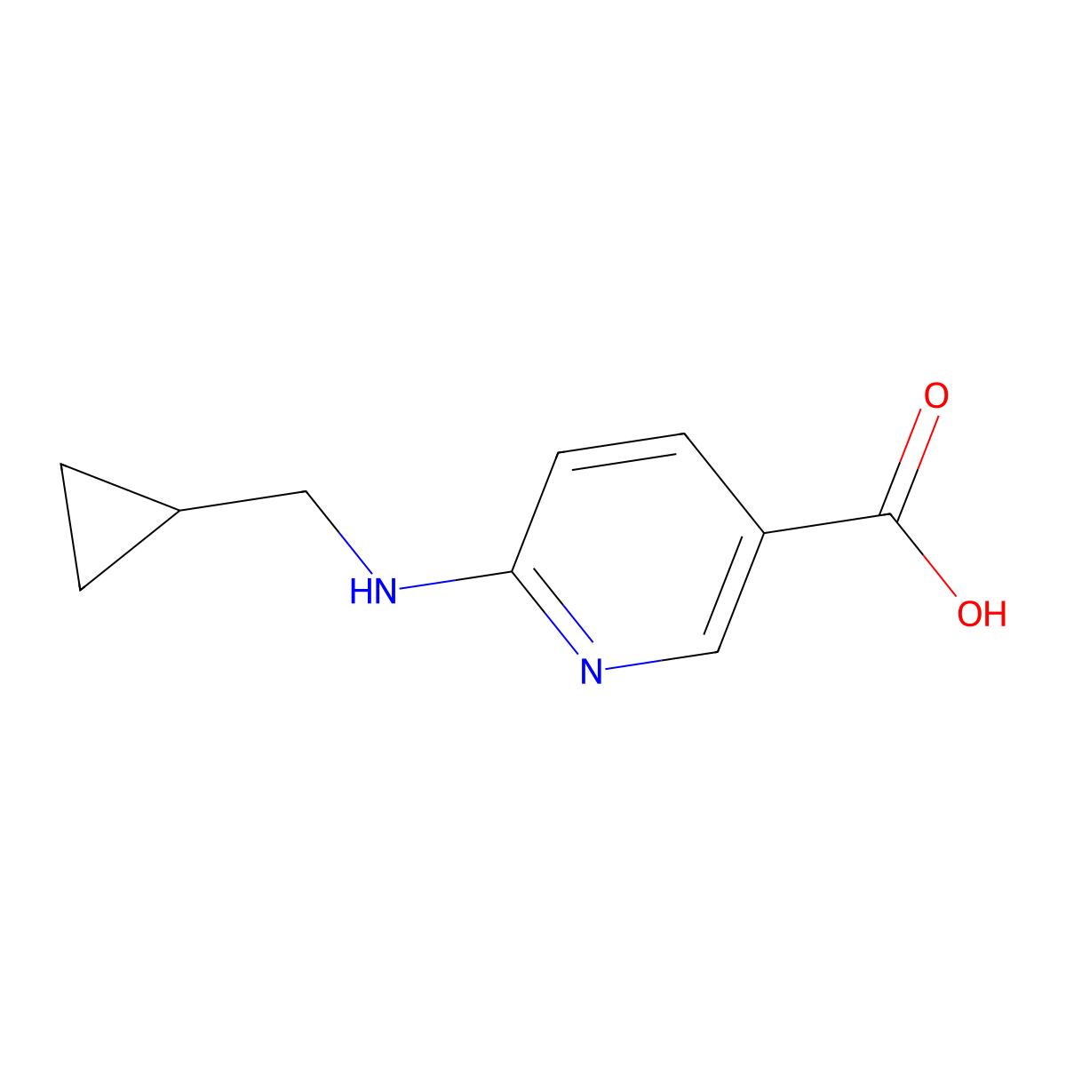 6-((Cyclopropylmethyl)amino)pyridine-3-carboxylic acid molecular structure, CAS 1019372-31-6