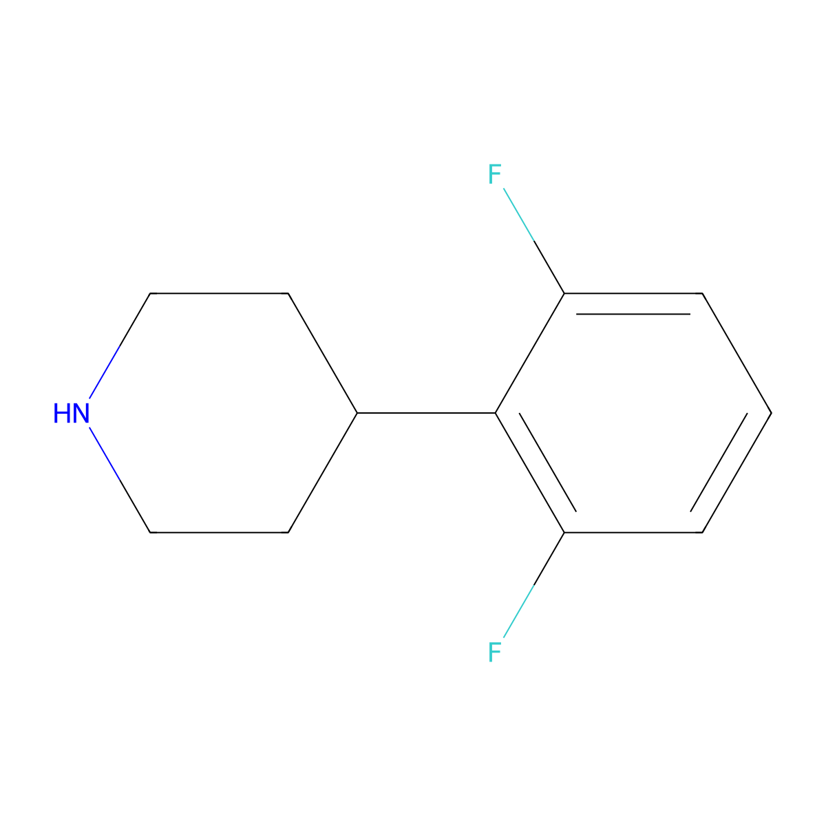 4-(2,6-Difluorophenyl)piperidine molecular structure, CAS 1019373-70-6