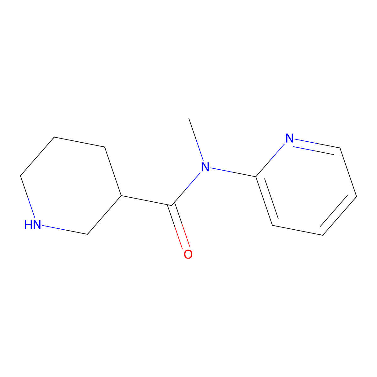 N-methyl-N-(pyridin-2-yl)piperidine-3-carboxamide molecular structure, CAS 1019374-32-3