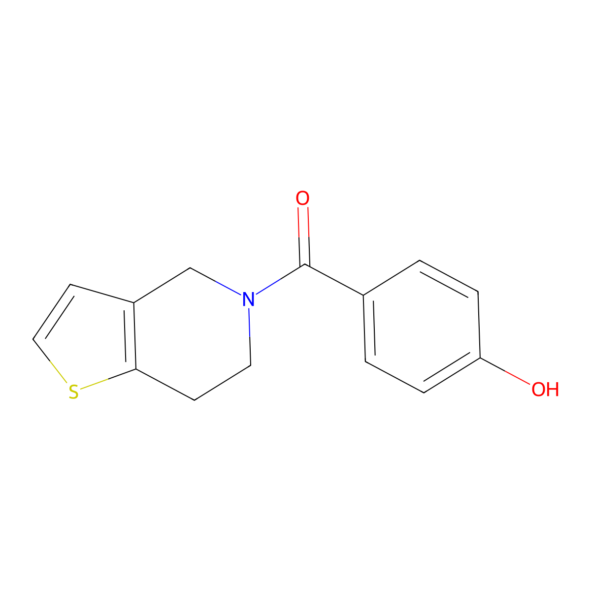 4-(4H,5H,6H,7H-thieno(3,2-c)pyridine-5-carbonyl)phenol molecular structure, CAS 1019376-54-5