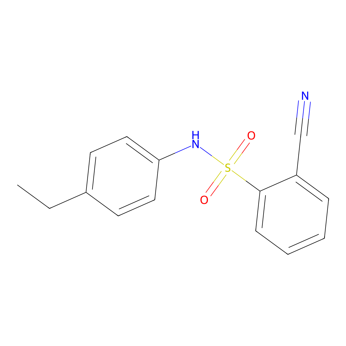 2-cyano-N-(4-ethylphenyl)benzenesulfonamide molecular structure, CAS 1019377-78-6