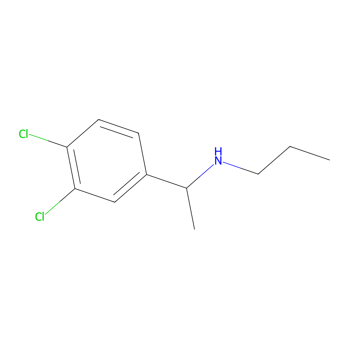 [1-(3,4-Dichlorophenyl)ethyl](propyl)amine molecular structure, CAS 1019382-40-1