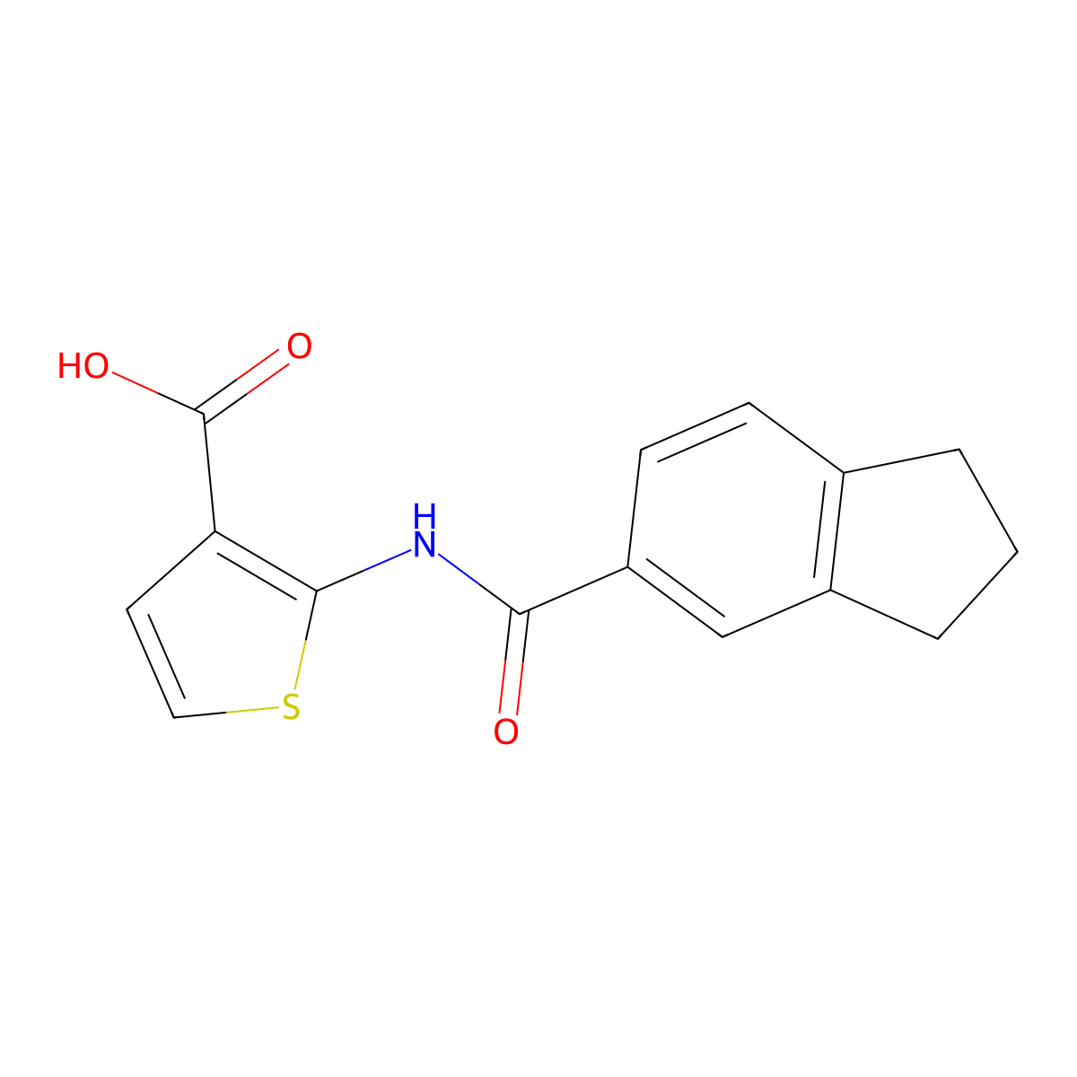 2-(2,3-dihydro-1H-indene-5-amido)thiophene-3-carboxylic acid molecular structure, CAS 1019383-42-6