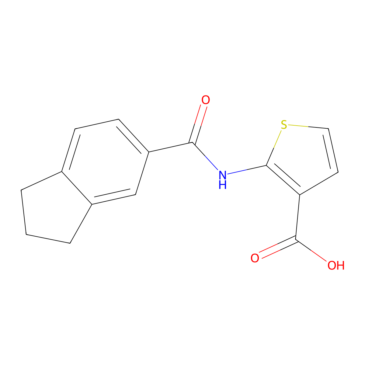 2-(2,3-dihydro-1H-indene-5-amido)thiophene-3-carboxylic acid molecular structure, CAS 1019383-42-6