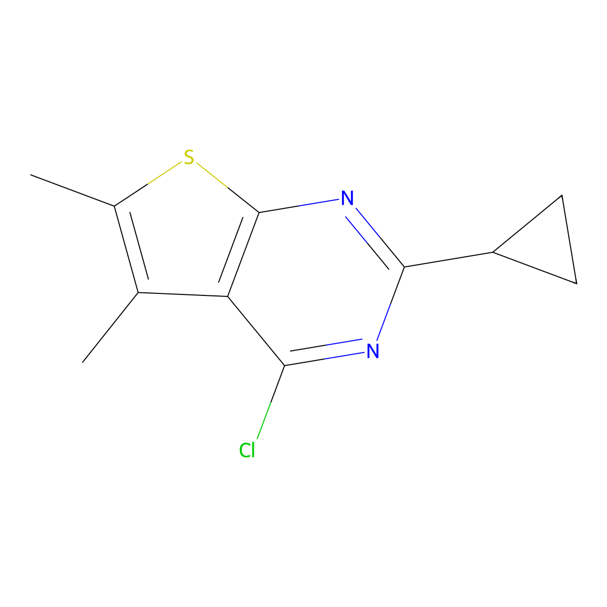 4-Chloro-2-cyclopropyl-5,6-dimethylthieno[2,3-d]pyrimidine molecular structure, CAS 1019383-87-9