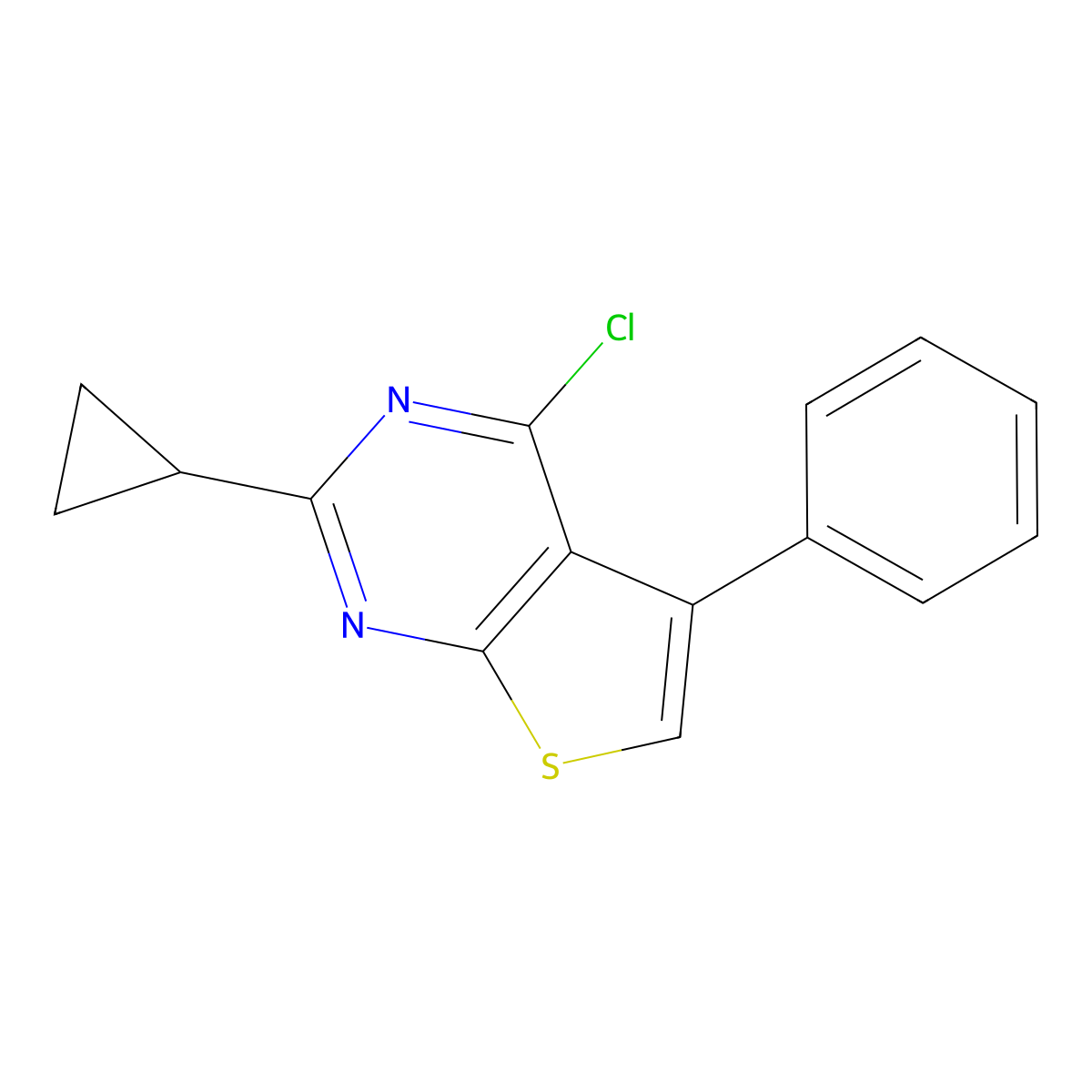 4-Chloro-2-cyclopropyl-5-phenylthieno[2,3-d]pyrimidine molecular structure, CAS 1019384-02-1