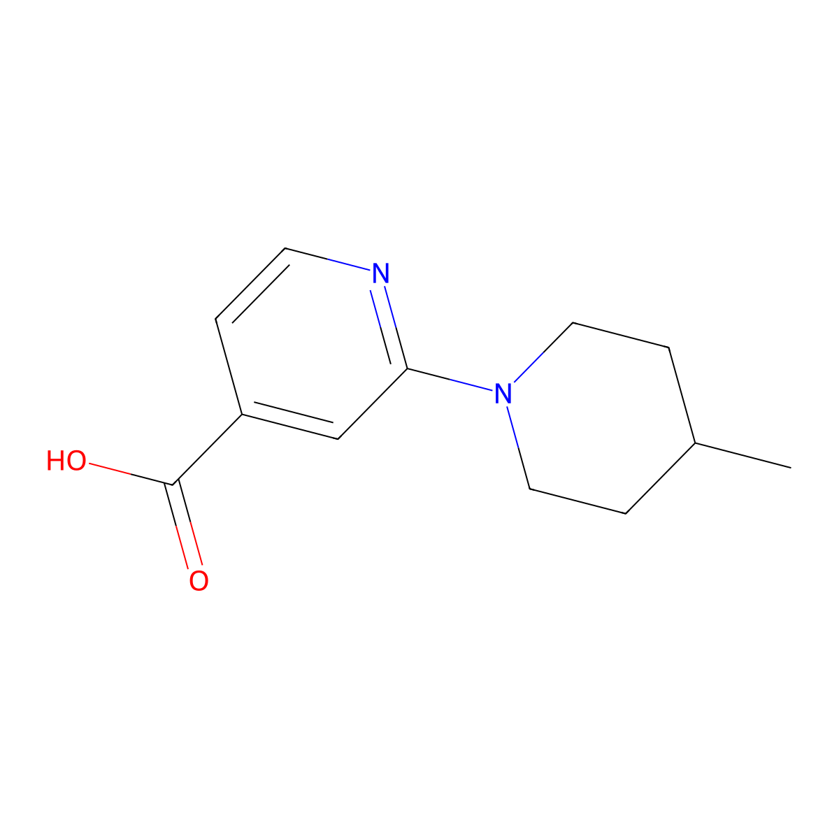 2-(4-Methylpiperidin-1-yl)isonicotinic acid molecular structure, CAS 1019387-13-3