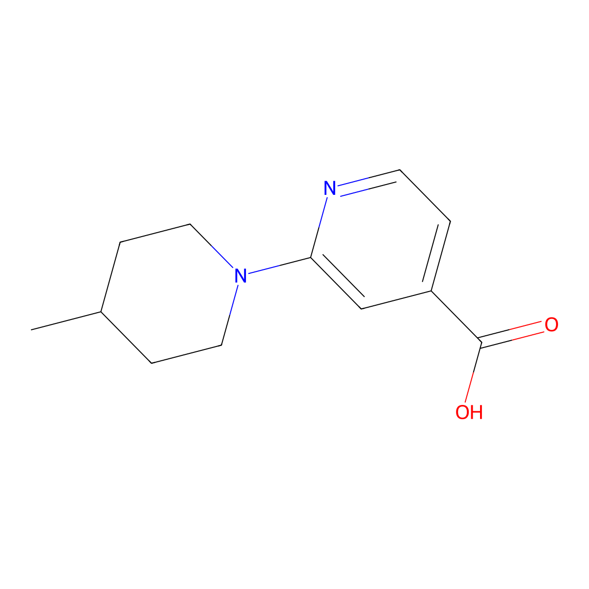 2-(4-Methylpiperidin-1-yl)isonicotinic acid molecular structure, CAS 1019387-13-3