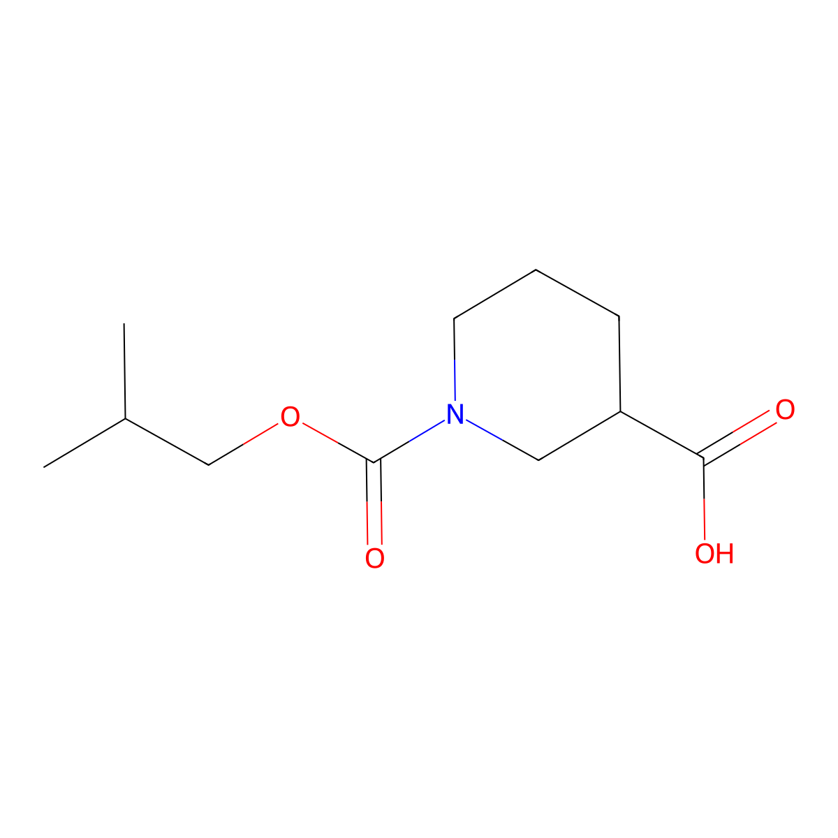 1-(Isobutoxycarbonyl)piperidine-3-carboxylic acid molecular structure, CAS 1019389-74-2
