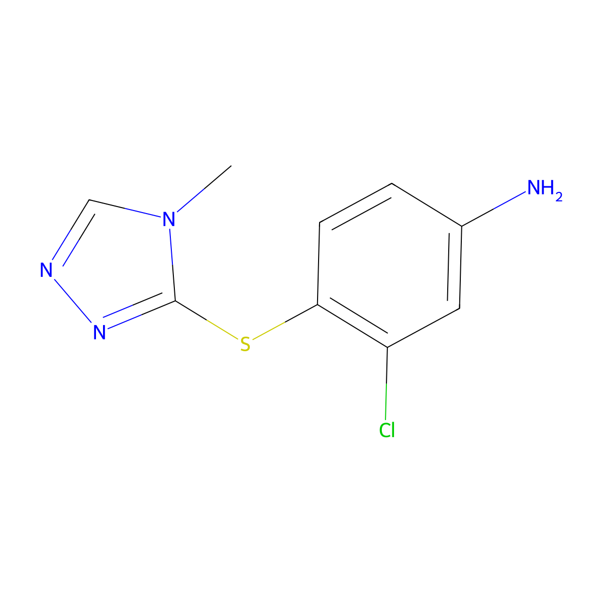 3-chloro-4-[(4-methyl-4H-1,2,4-triazol-3-yl)sulfanyl]aniline molecular structure, CAS 1019390-95-4
