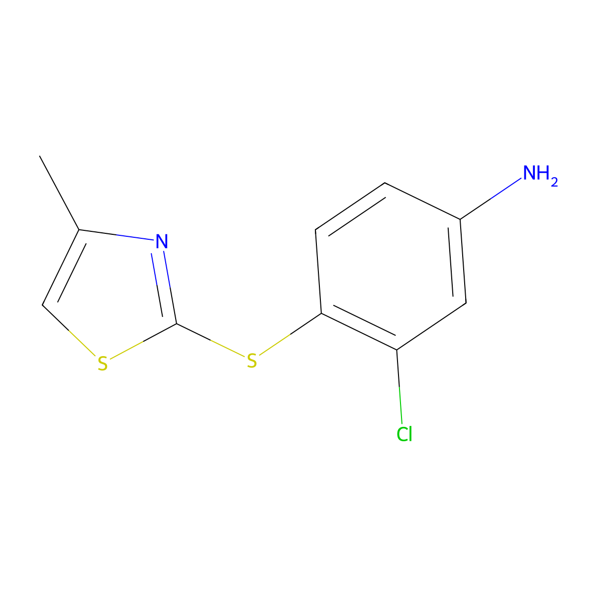3-Chloro-4-[(4-methyl-1,3-thiazol-2-yl)sulfanyl]aniline molecular structure, CAS 1019391-52-6