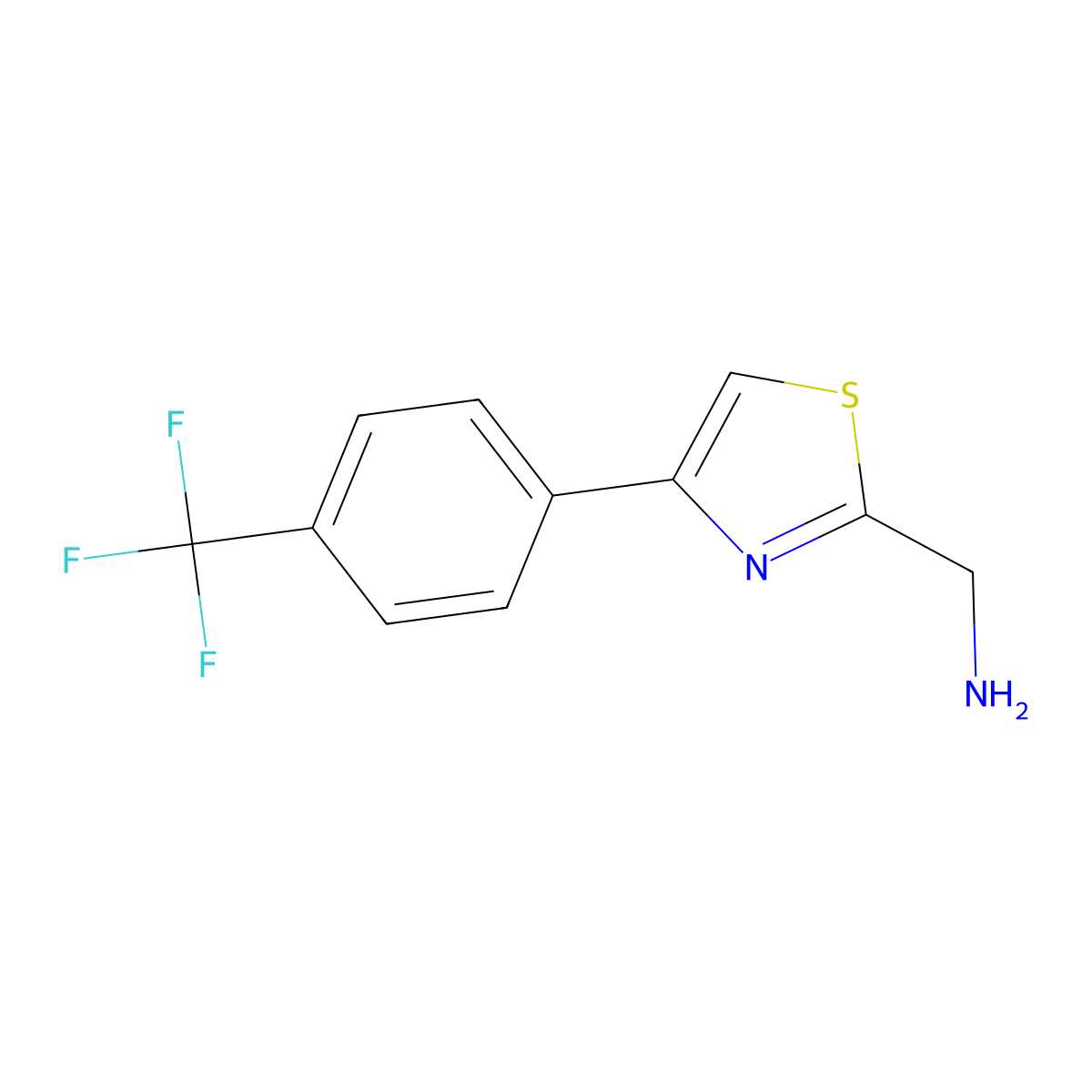 2-Thiazolemethanamine, 4-[4-(trifluoromethyl)phenyl]- molecular structure, CAS 1019391-98-0