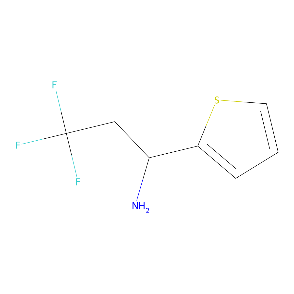 3,3,3-Trifluoro-1-(thiophen-2-yl)propan-1-amine molecular structure, CAS 1019392-42-7