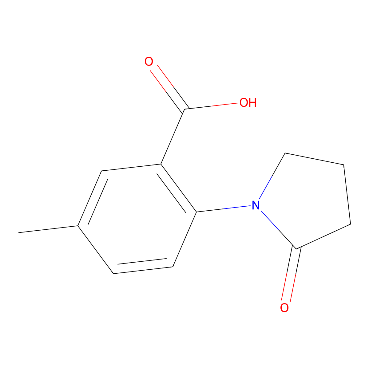 5-Methyl-2-(2-oxopyrrolidin-1-yl)benzoic acid molecular structure, CAS 1019394-58-1
