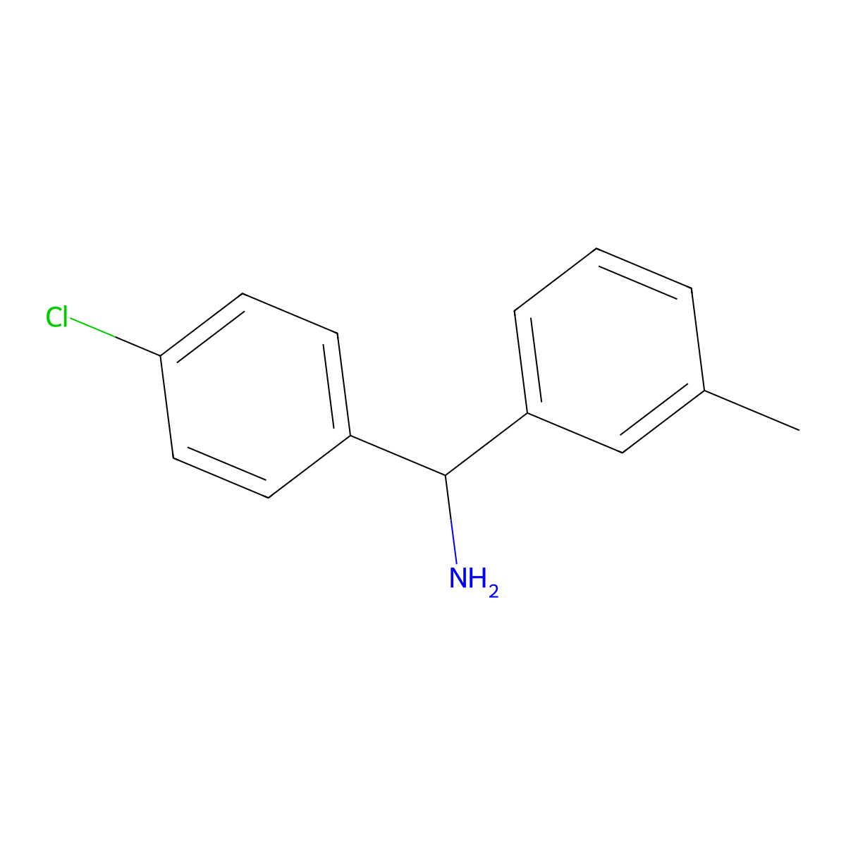 (4-Chlorophenyl)(3-methylphenyl)methanamine molecular structure, CAS 1019395-84-6