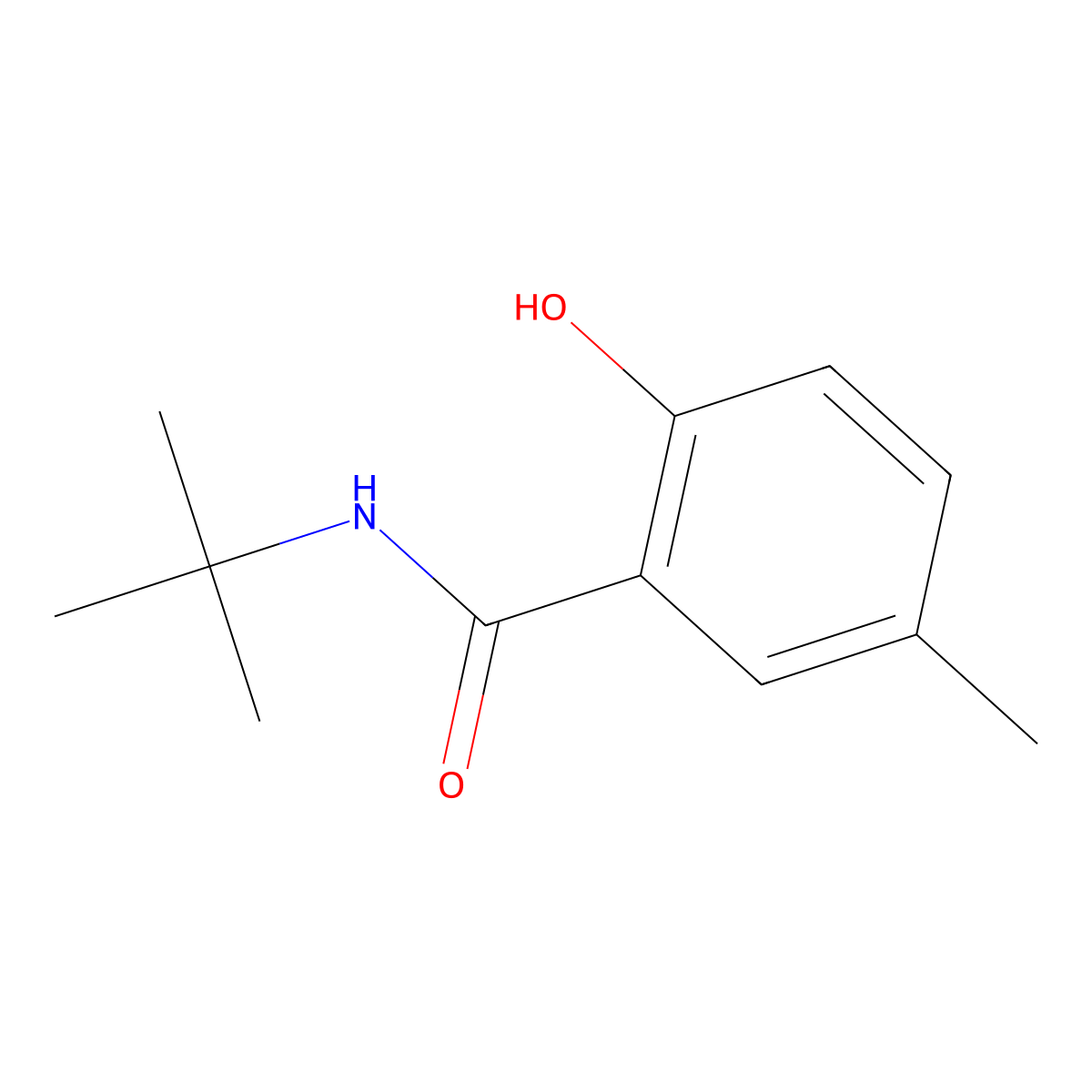 N-tert-butyl-2-hydroxy-5-methylbenzamide molecular structure, CAS 1019401-48-9
