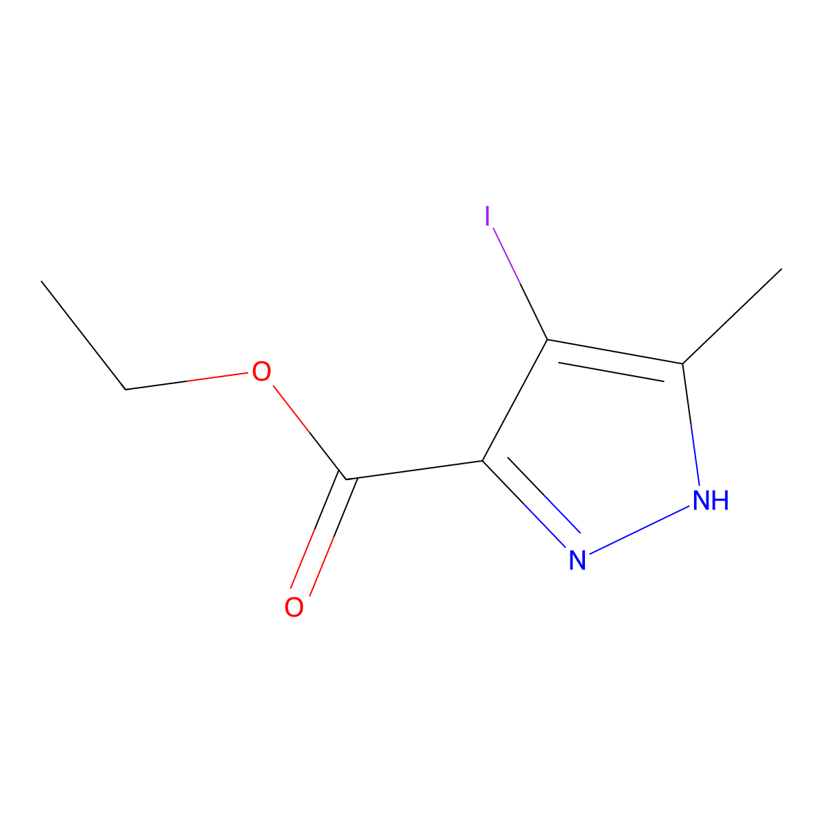 ethyl 4-iodo-5-methyl-1H-pyrazole-3-carboxylate molecular structure, CAS 1019403-26-9