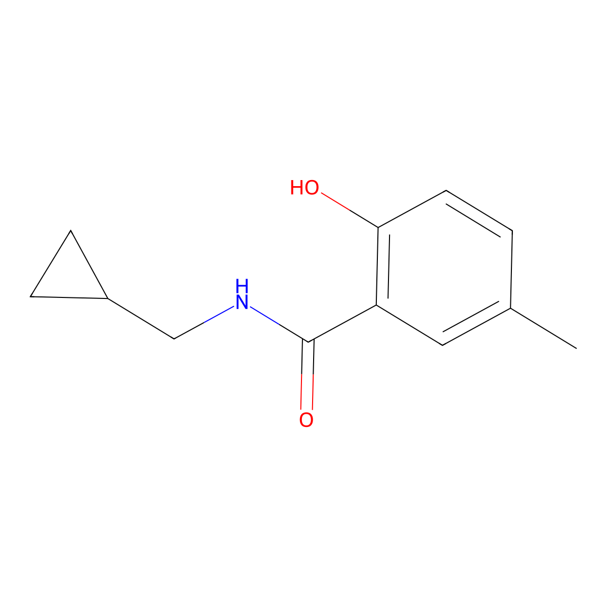 N-(cyclopropylmethyl)-2-hydroxy-5-methylbenzamide molecular structure, CAS 1019405-20-9