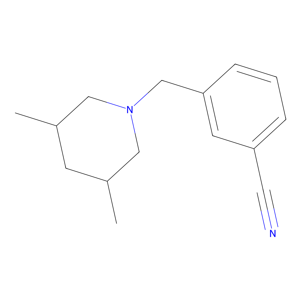 3-[(3,5-Dimethylpiperidin-1-yl)methyl]benzonitrile molecular structure, CAS 1019437-19-4
