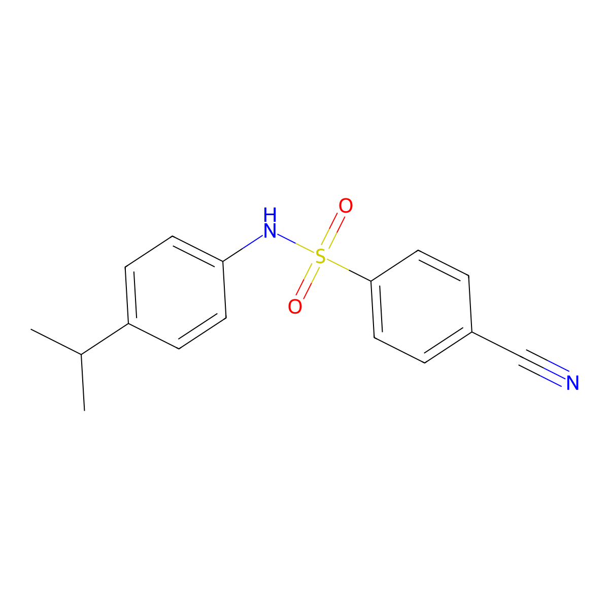 4-cyano-N-(4-propan-2-ylphenyl)benzenesulfonamide molecular structure, CAS 1019437-59-2