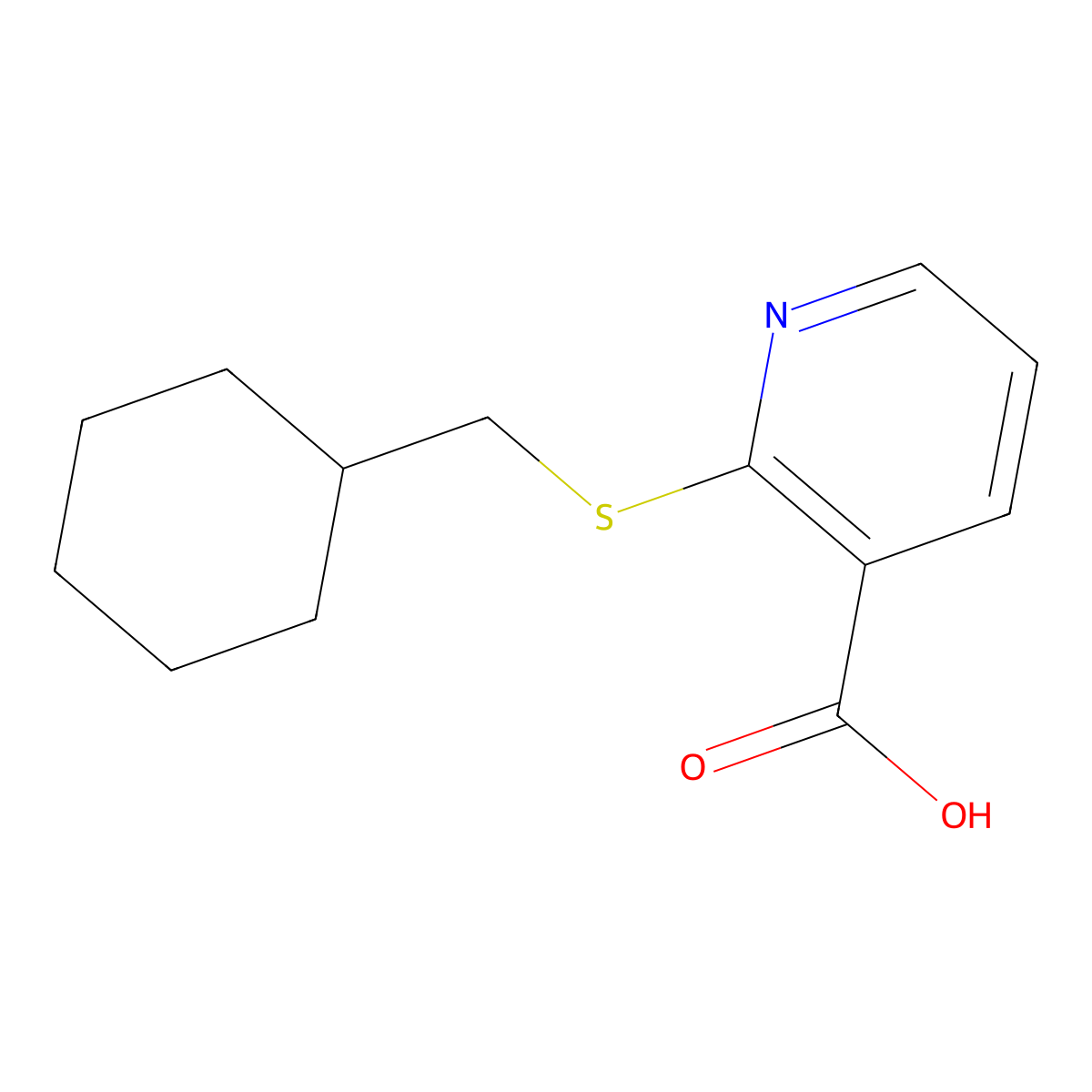 2-[(Cyclohexylmethyl)sulfanyl]pyridine-3-carboxylic acid molecular structure, CAS 1019437-73-0