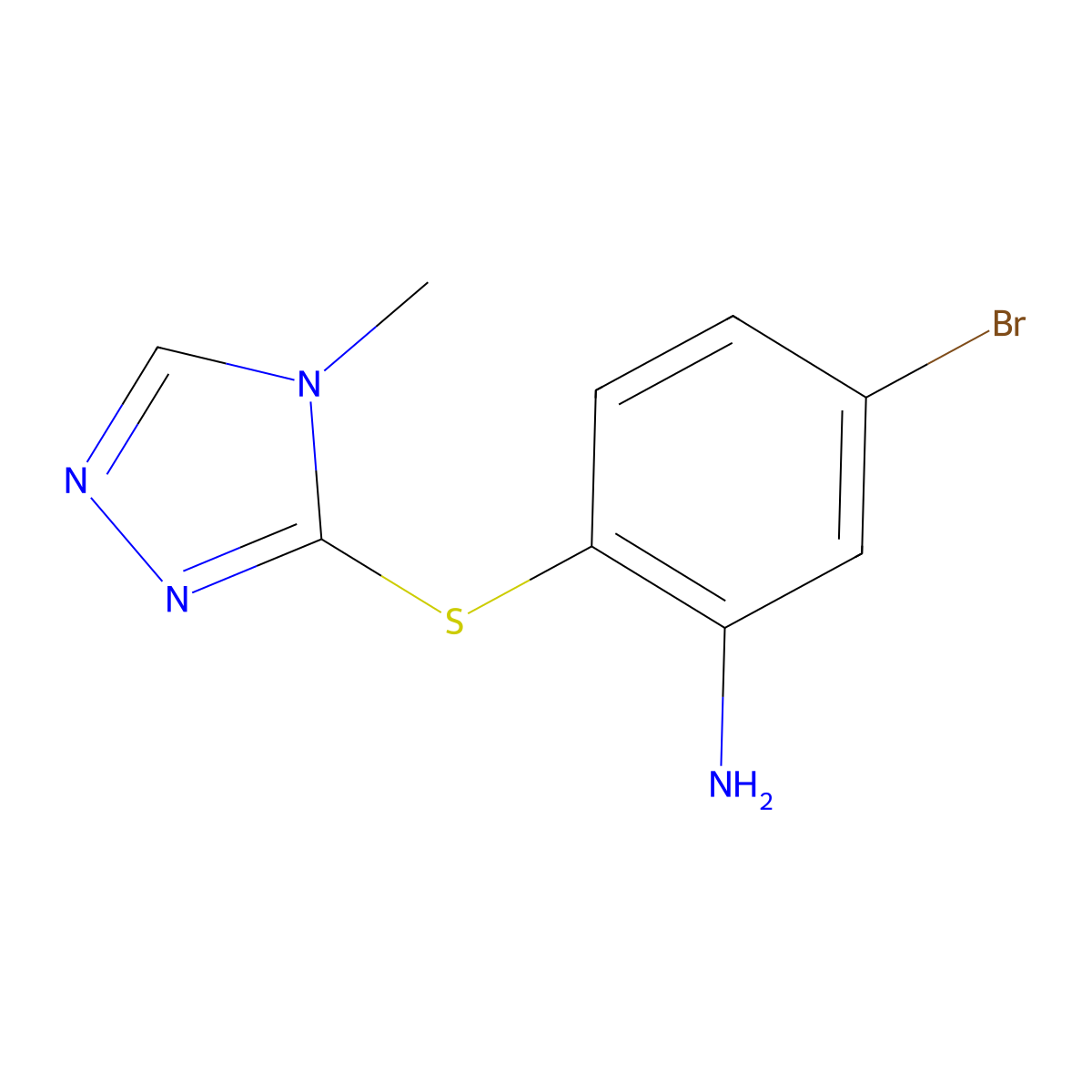 5-bromo-2-[(4-methyl-4H-1,2,4-triazol-3-yl)sulfanyl]aniline molecular structure, CAS 1019441-45-2