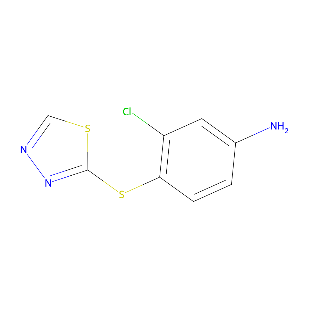 3-Chloro-4-(1,3,4-thiadiazol-2-ylsulfanyl)aniline molecular structure, CAS 1019441-76-9