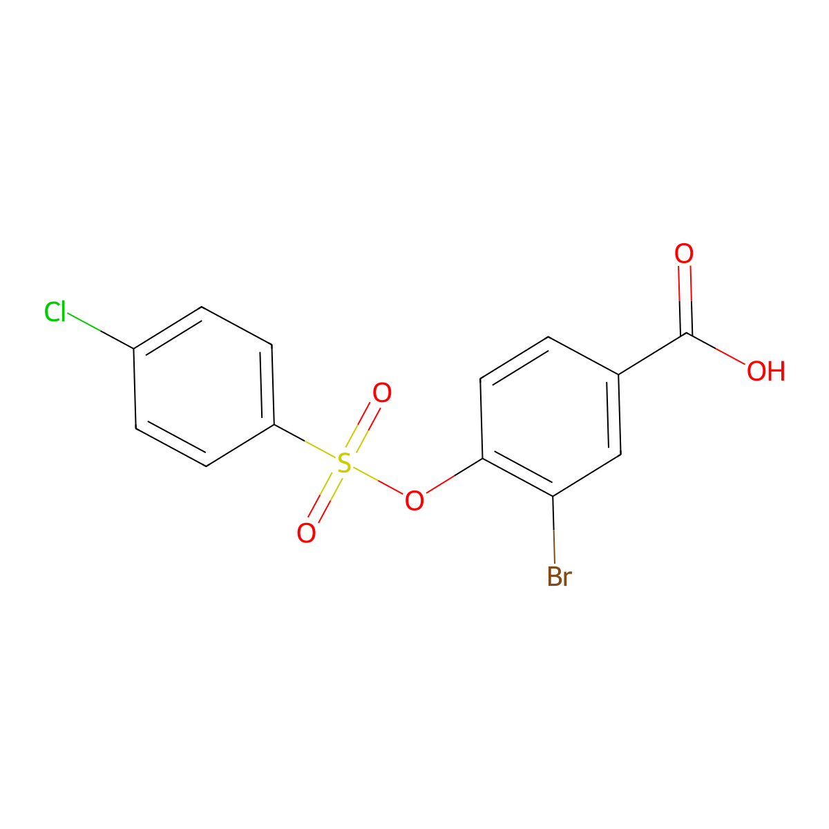 3-Bromo-4-{[(4-chlorophenyl)sulfonyl]oxy}benzoic acid molecular structure, CAS 1019442-09-1