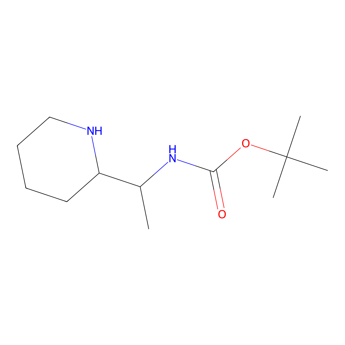 tert-butyl N-(1-(piperidin-2-yl)ethyl)carbamate molecular structure, CAS 1019442-92-2