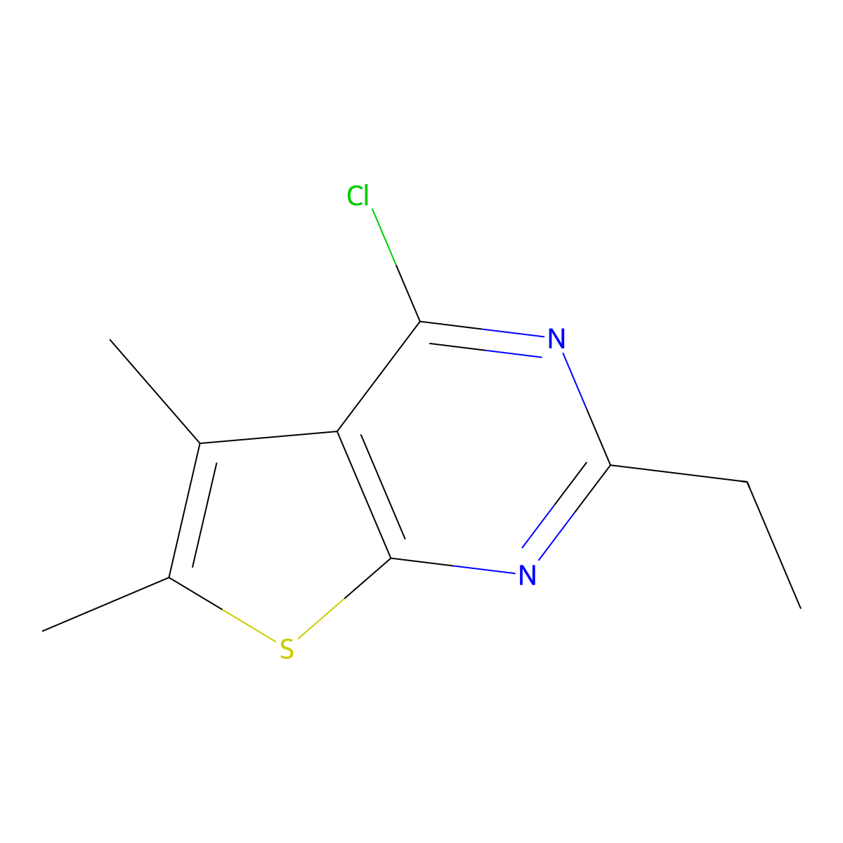 4-Chloro-2-ethyl-5,6-dimethylthieno[2,3-d]pyrimidine molecular structure, CAS 1019449-63-8