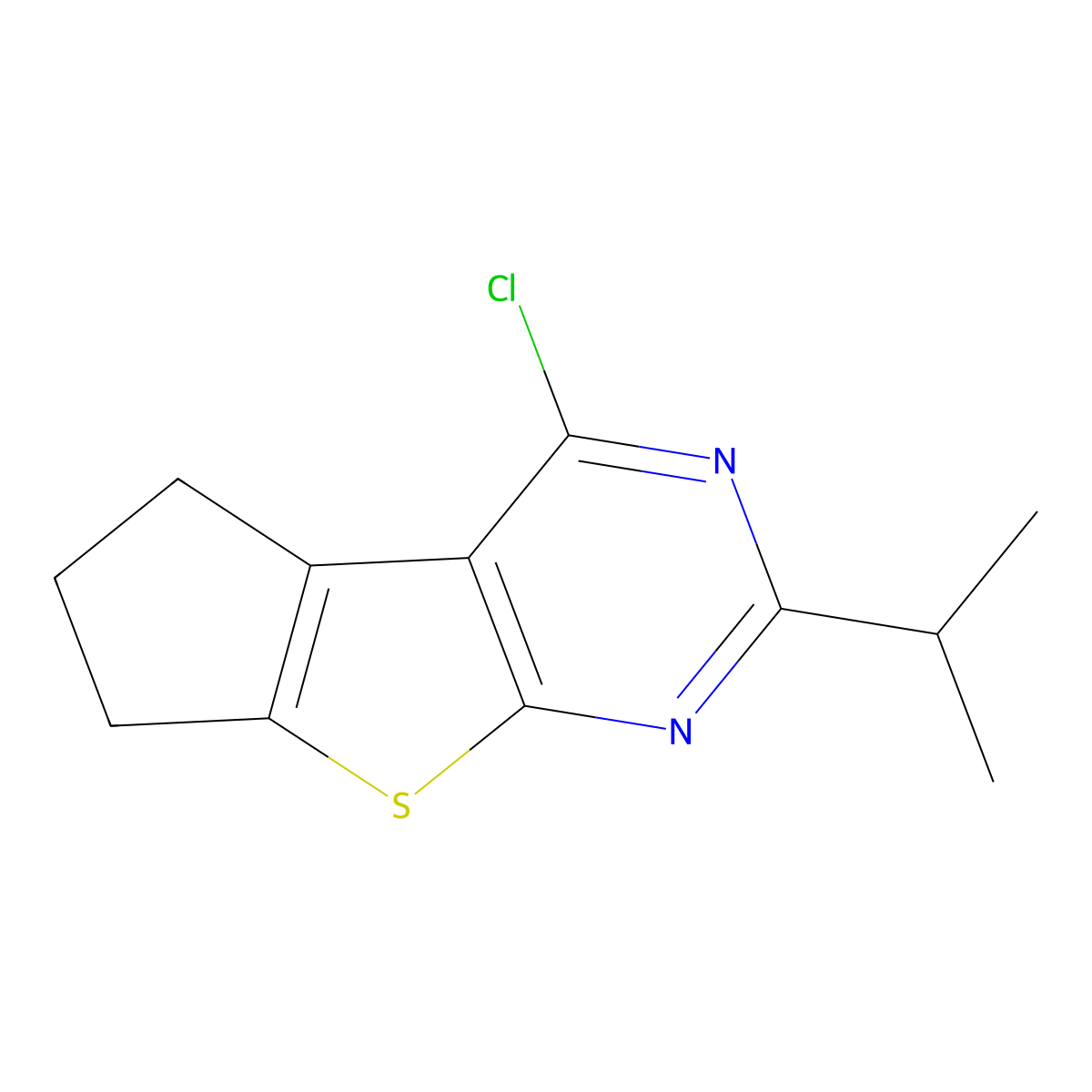 4-Chloro-2-isopropyl-6,7-dihydro-5h-cyclopenta[4,5]thieno[2,3-d]pyrimidine molecular structure, CAS 1019449-67-2