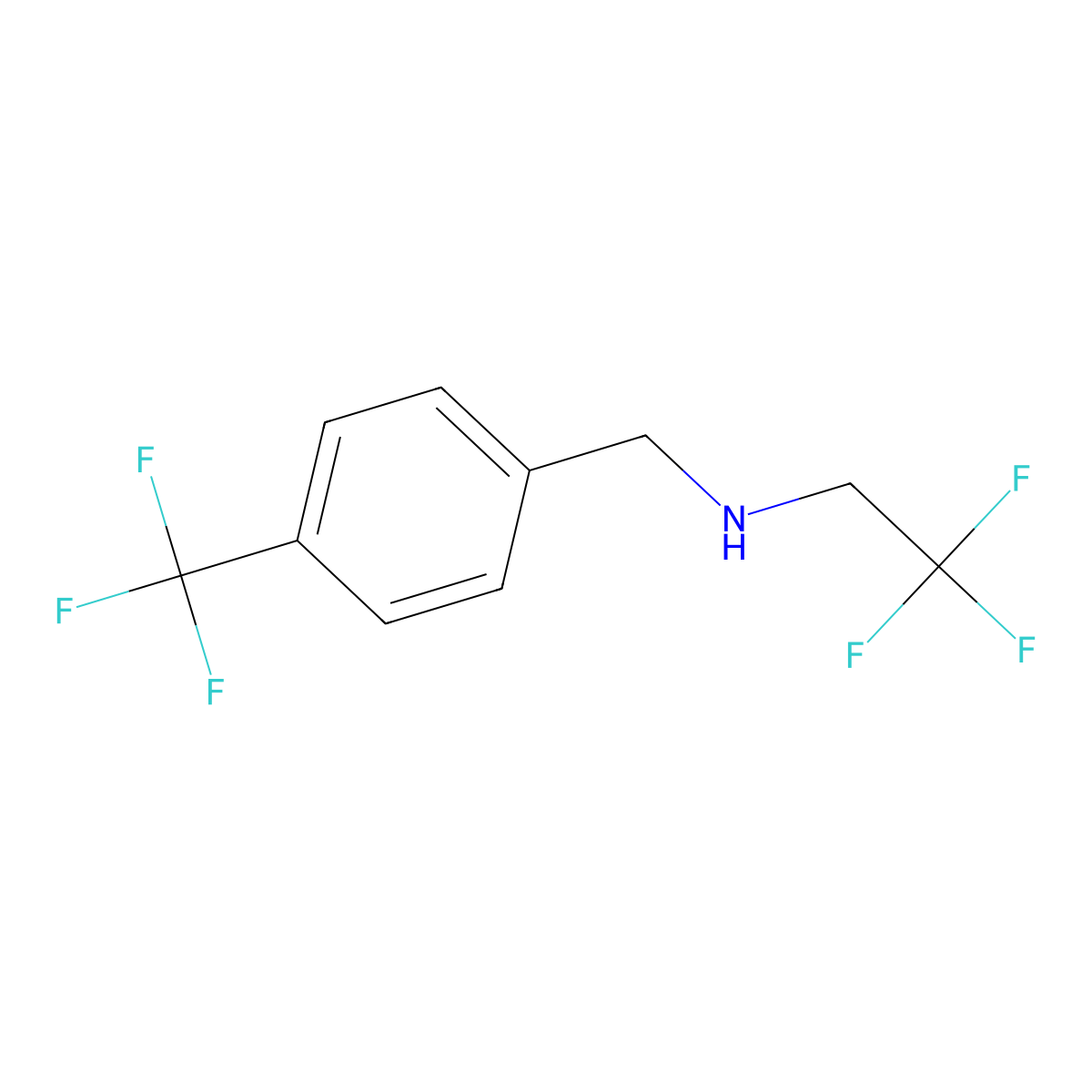 (2,2,2-Trifluoroethyl)(((4-(trifluoromethyl)phenyl)methyl))amine molecular structure, CAS 1019449-74-1