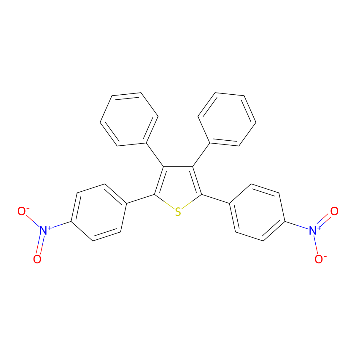 Thiophene, 2,5-bis(4-nitrophenyl)-3,4-diphenyl- molecular structure, CAS 101945-48-6