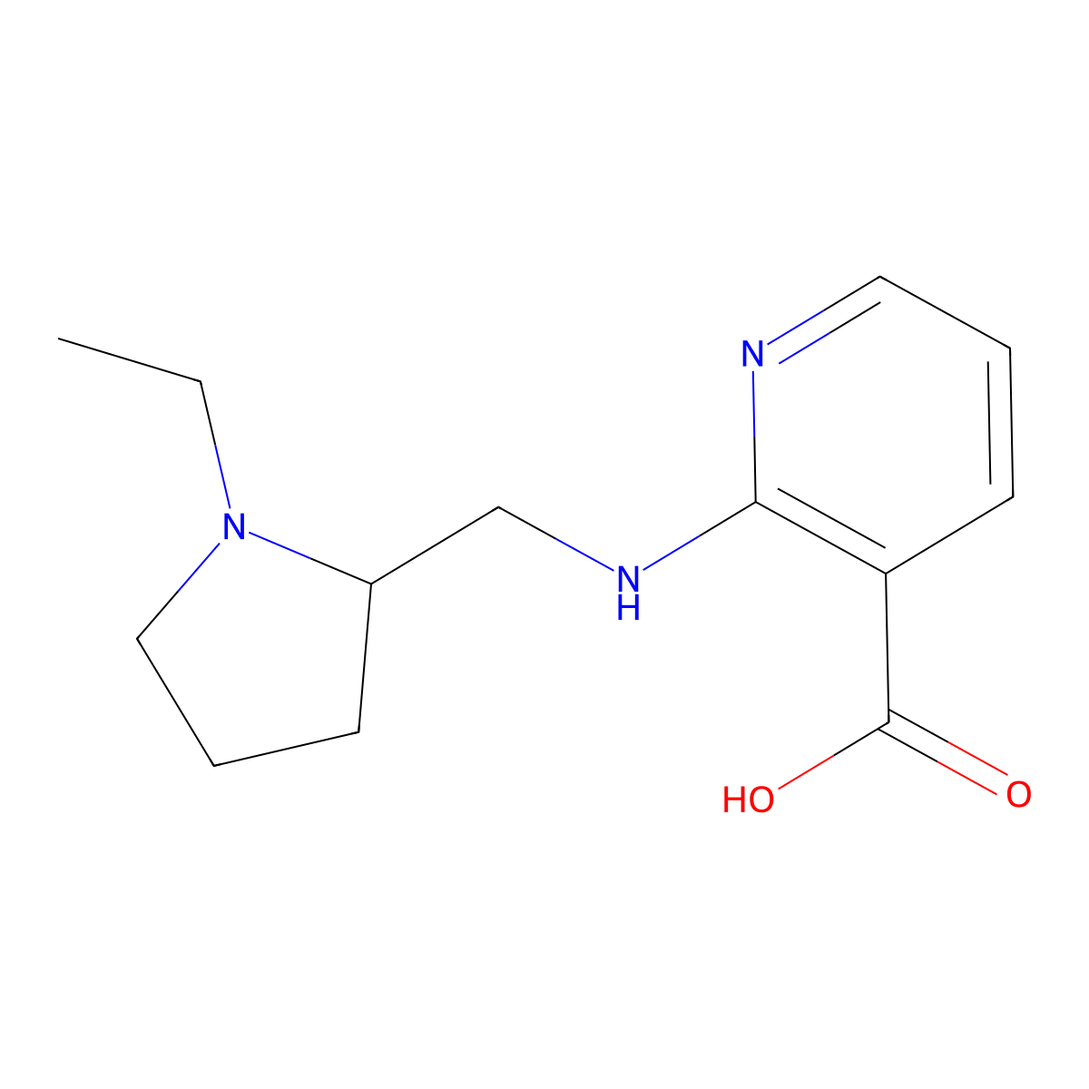 2-{[(1-Ethylpyrrolidin-2-yl)methyl]amino}pyridine-3-carboxylic acid molecular structure, CAS 1019452-29-9