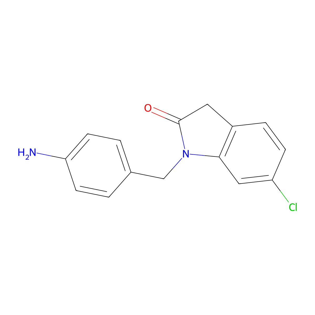 1-[(4-aminophenyl)methyl]-6-chloro-2,3-dihydro-1H-indol-2-one molecular structure, CAS 1019456-03-1