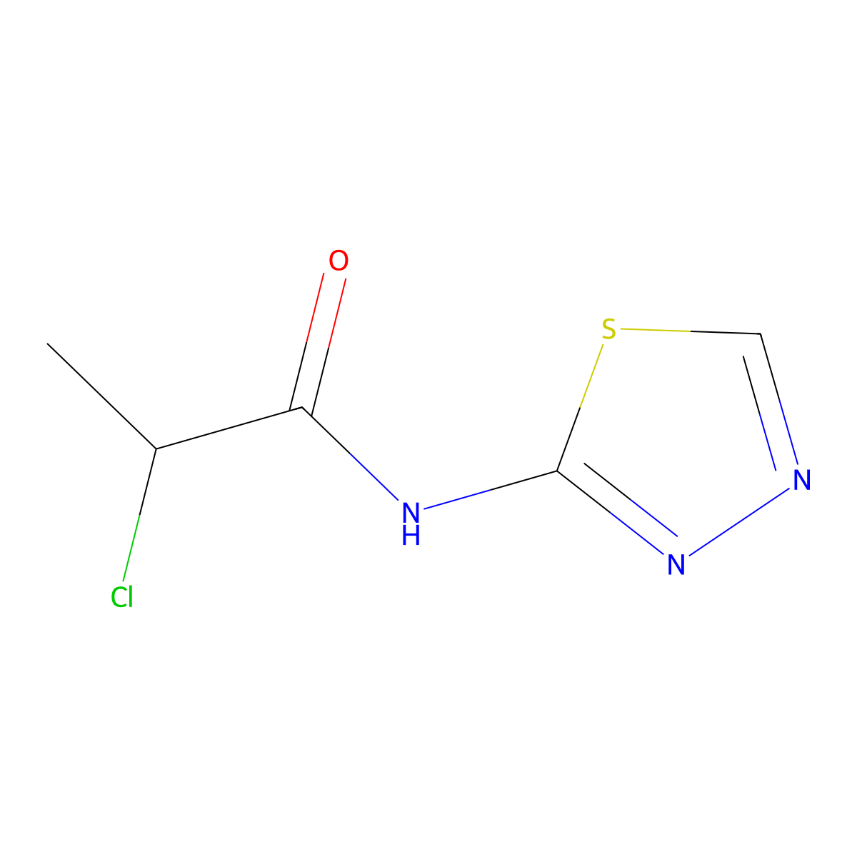 2-chloro-N-(1,3,4-thiadiazol-2-yl)propanamide molecular structure, CAS 1019456-17-7