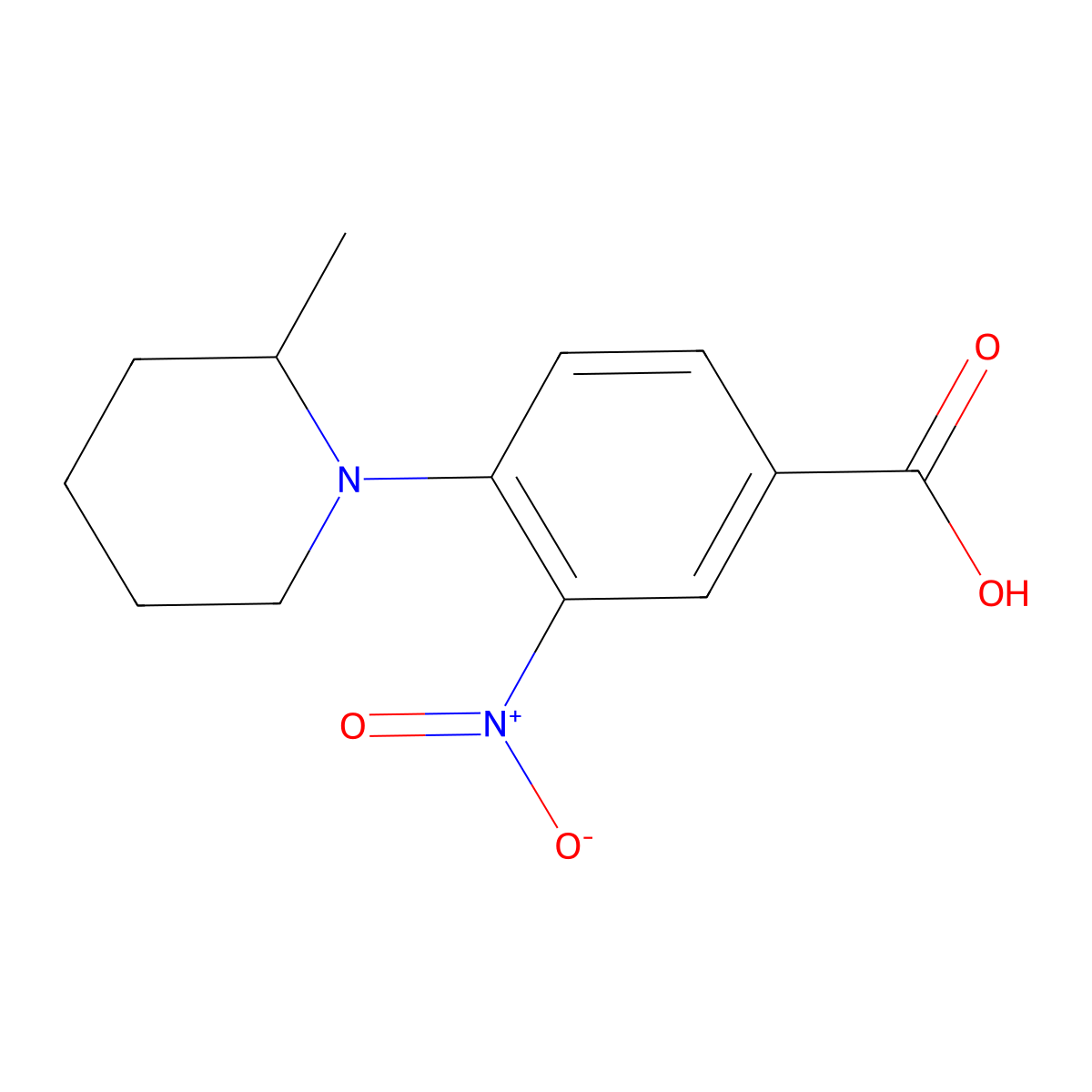4-(2-Methylpiperidin-1-yl)-3-nitrobenzoic acid molecular structure, CAS 1019461-42-7