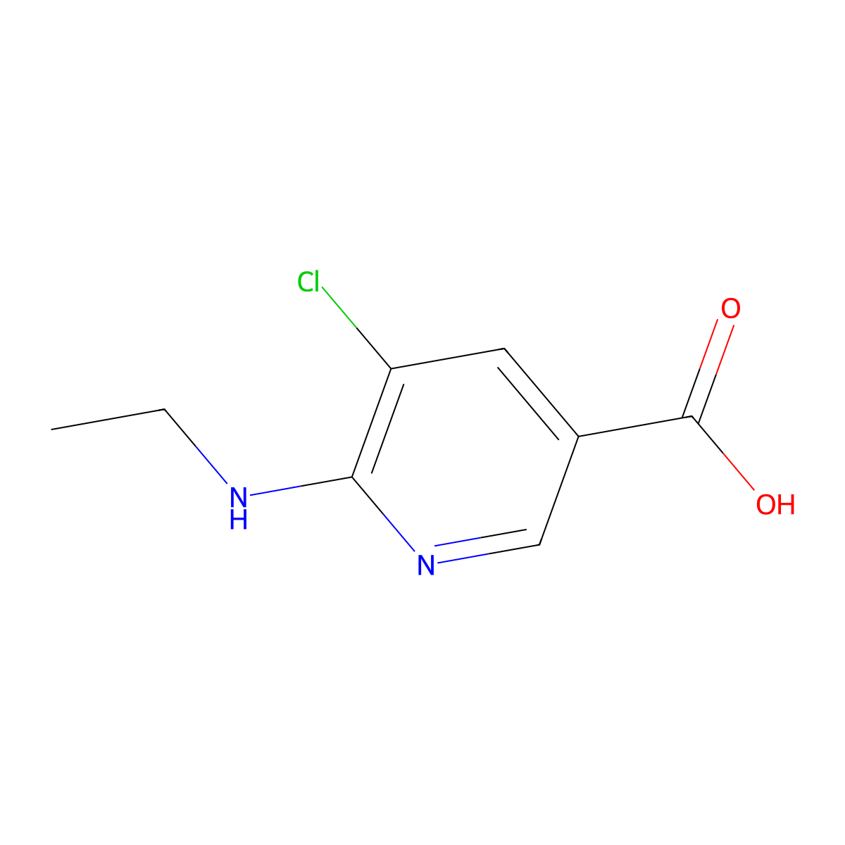 5-Chloro-6-(ethylamino)pyridine-3-carboxylic acid molecular structure, CAS 1019461-54-1