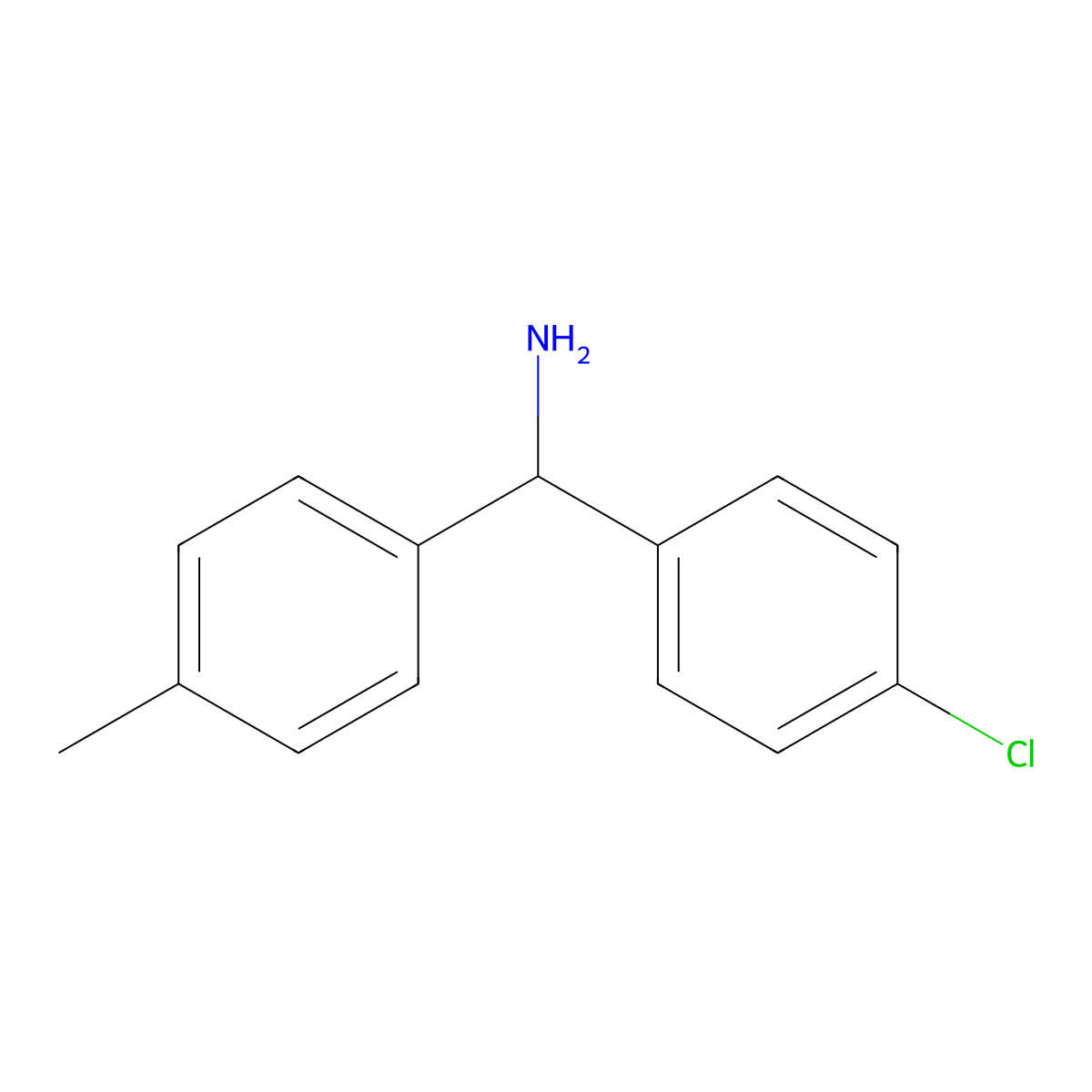 (4-Chlorophenyl)(4-methylphenyl)methanamine molecular structure, CAS 1019462-07-7