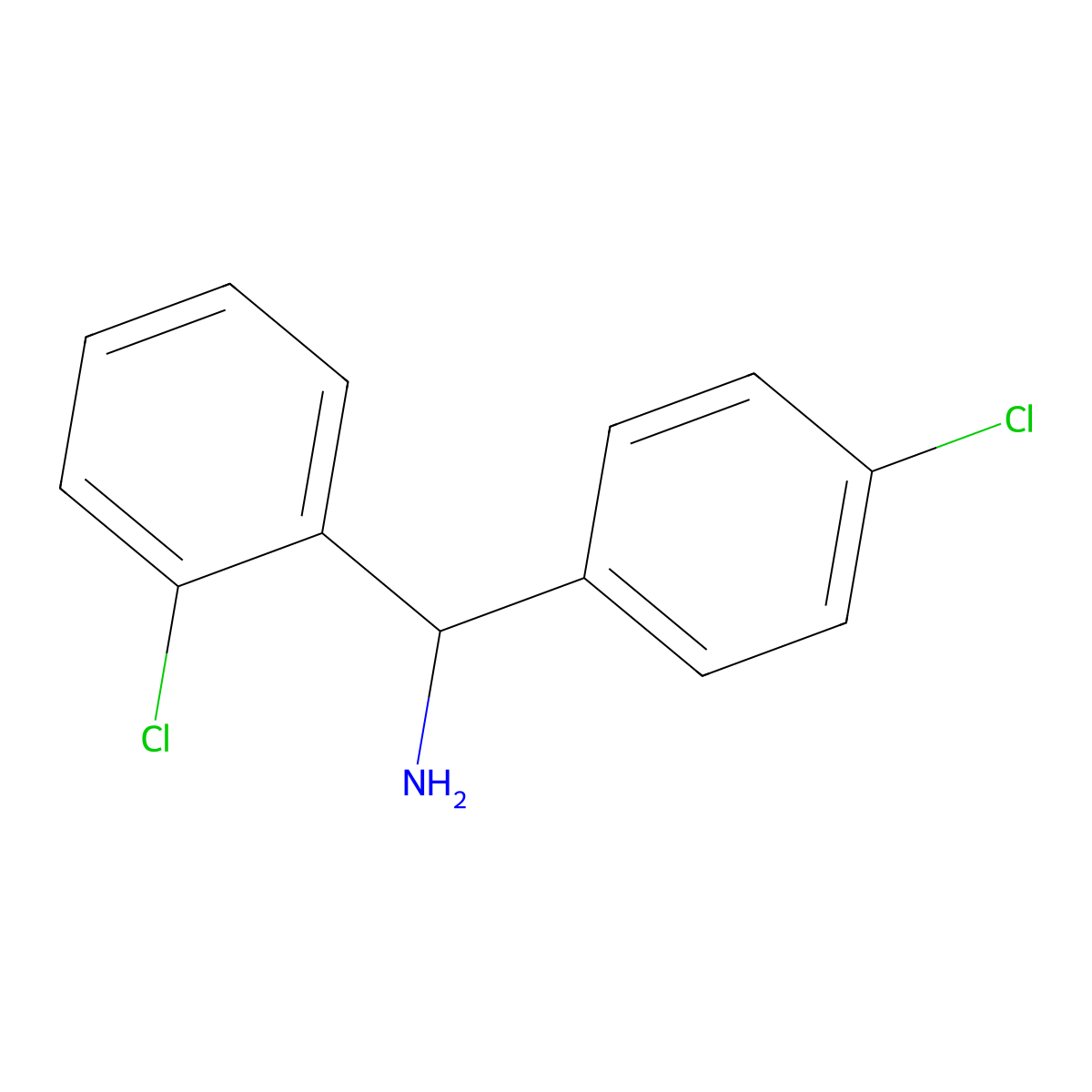 (2-Chlorophenyl)(4-chlorophenyl)methanamine molecular structure, CAS 1019462-09-9