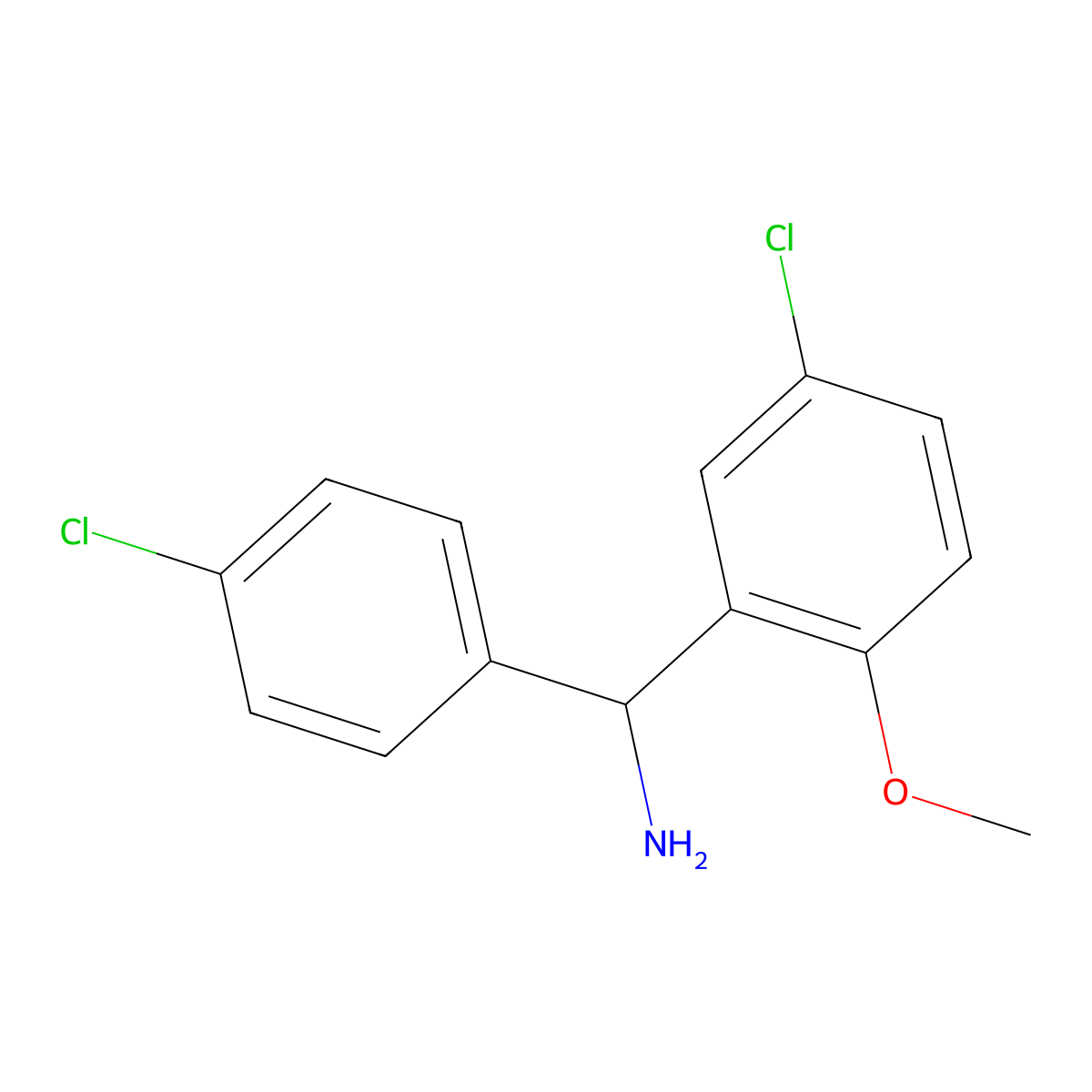 1-(5-Chloro-2-methoxyphenyl)-1-(4-chlorophenyl)methanamine molecular structure, CAS 1019462-17-9