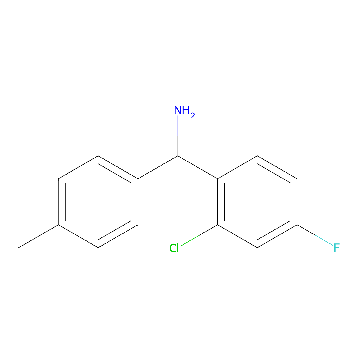 (2-Chloro-4-fluorophenyl)(4-methylphenyl)methanamine molecular structure, CAS 1019462-46-4