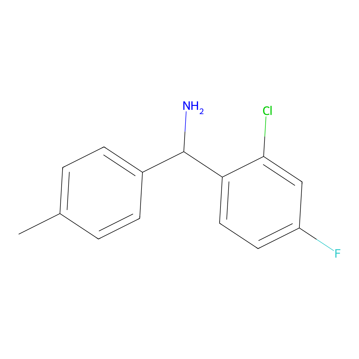 (2-Chloro-4-fluorophenyl)(4-methylphenyl)methanamine molecular structure, CAS 1019462-46-4