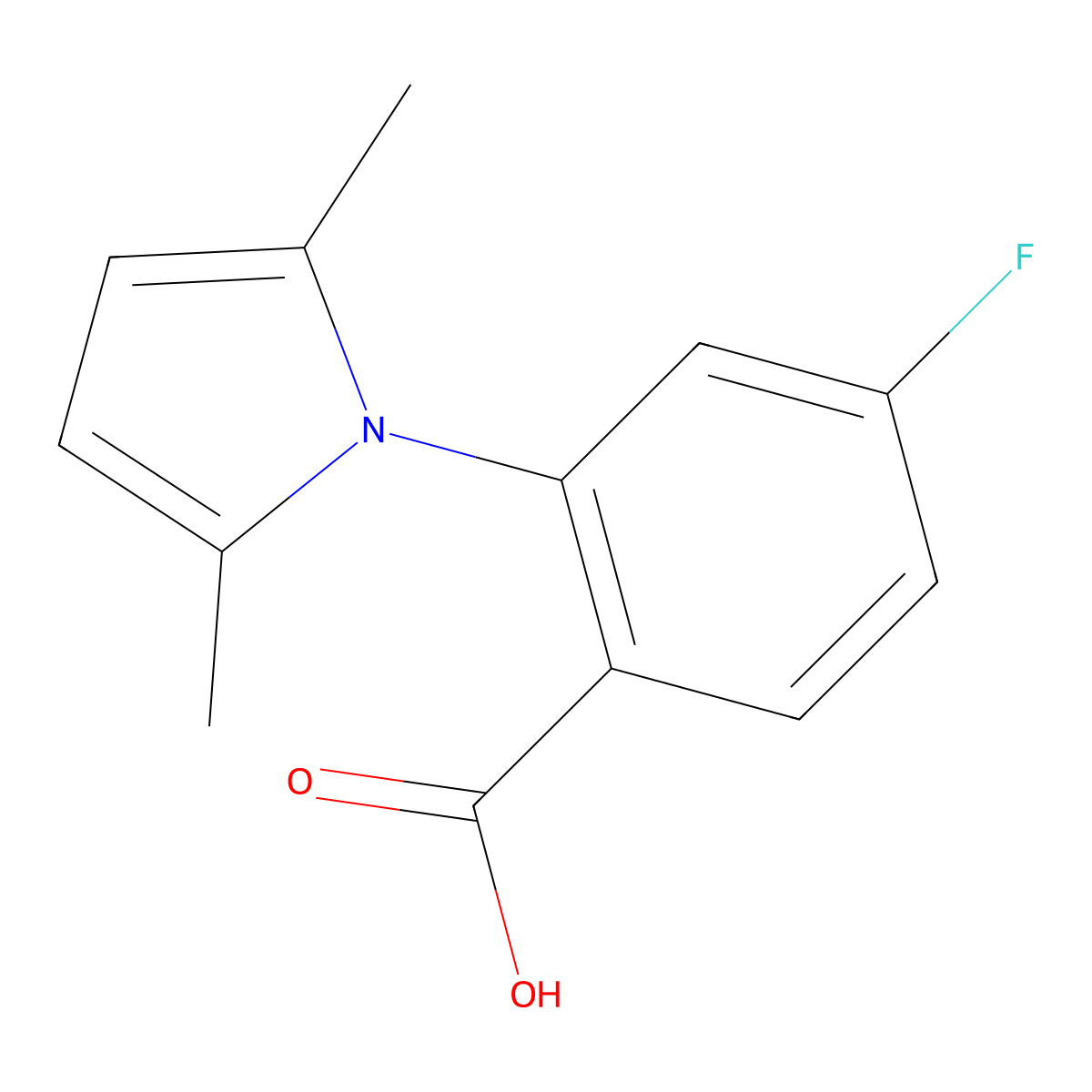 2-(2,5-Dimethylpyrrol-1-yl)-4-fluorobenzoic acid molecular structure, CAS 1019463-60-5