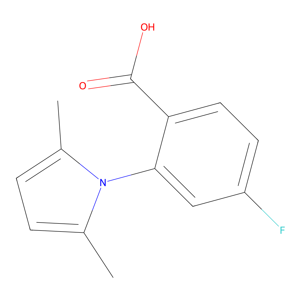 2-(2,5-Dimethylpyrrol-1-yl)-4-fluorobenzoic acid molecular structure, CAS 1019463-60-5