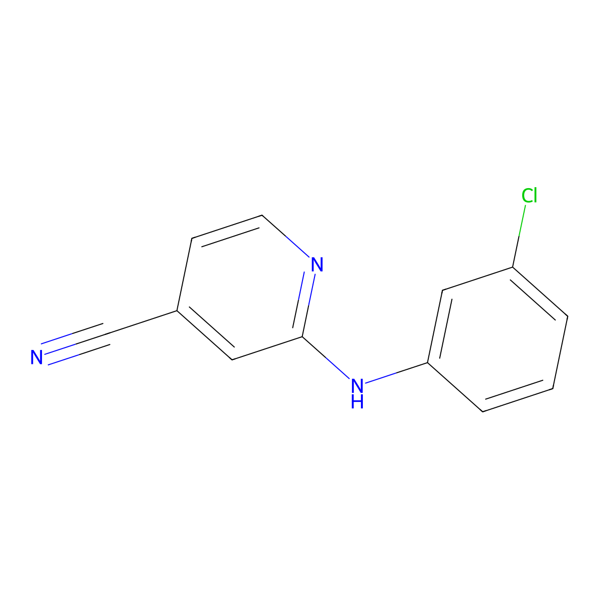 2-((3-Chlorophenyl)amino)isonicotinonitrile molecular structure, CAS 1019463-88-7
