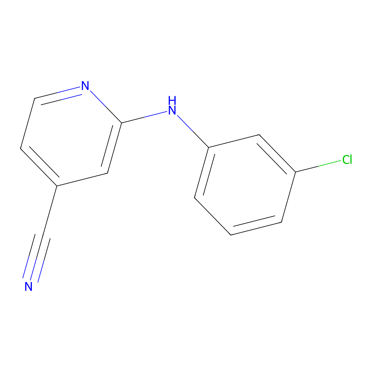 2-((3-Chlorophenyl)amino)isonicotinonitrile molecular structure, CAS 1019463-88-7