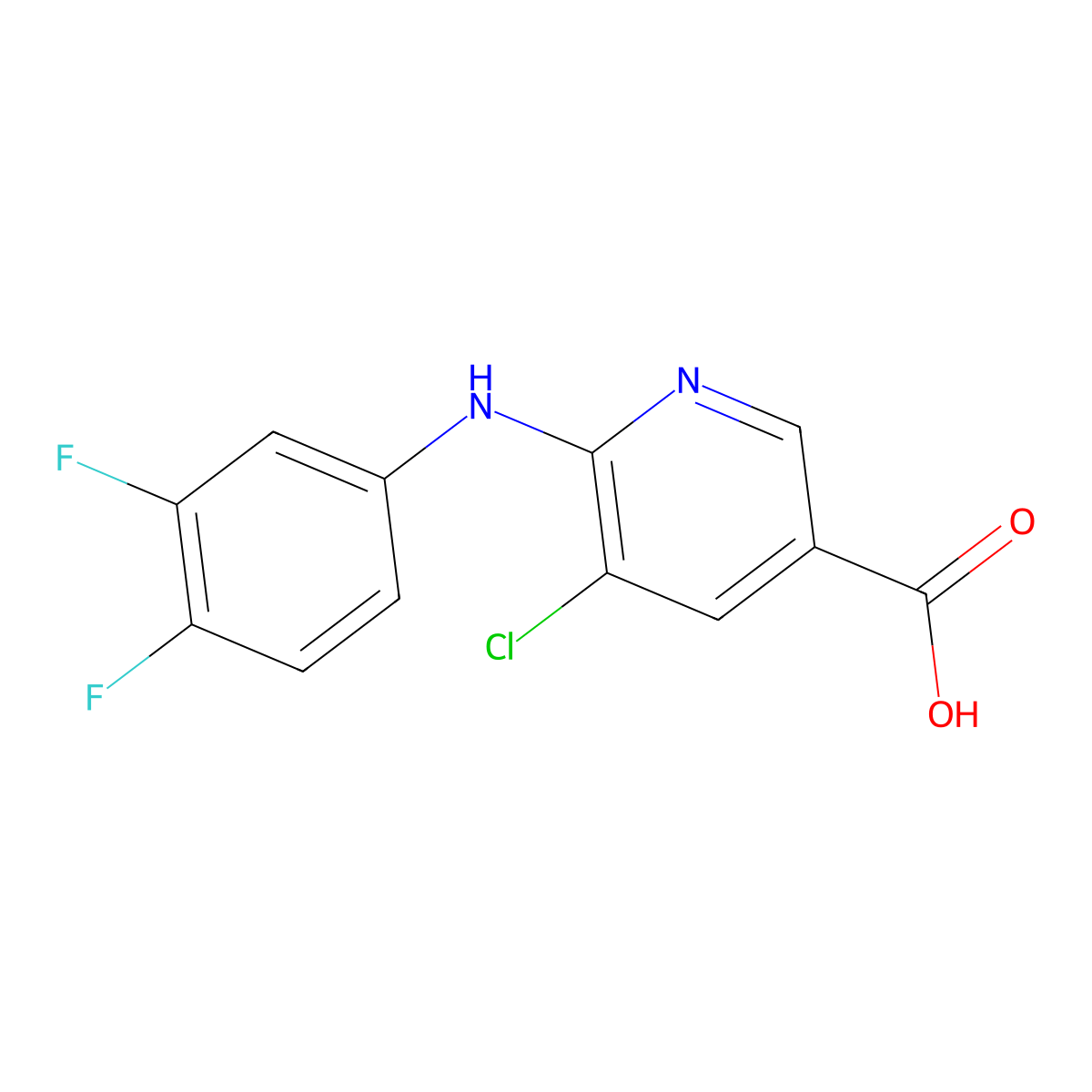 5-Chloro-6-[(3,4-difluorophenyl)amino]pyridine-3-carboxylic acid molecular structure, CAS 1019466-14-8